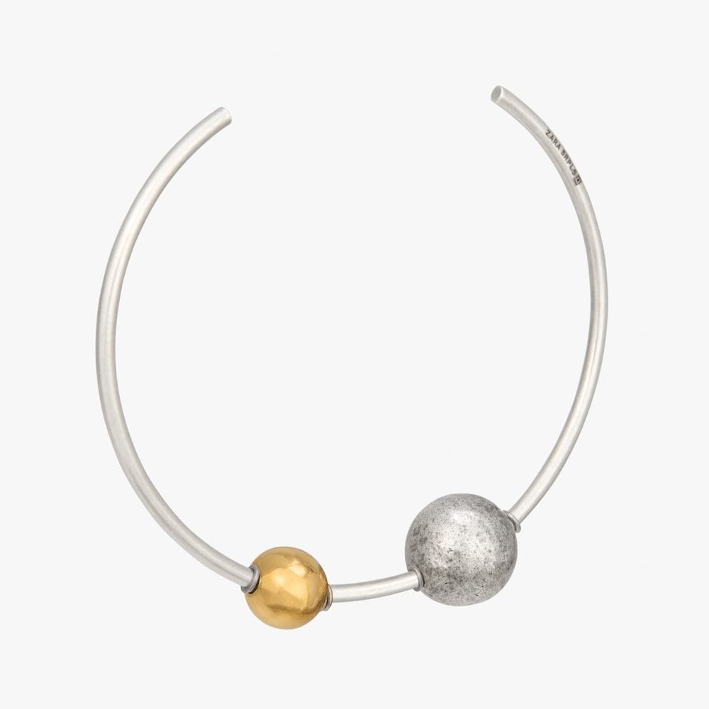 Zara JWLR 09 Gold Silver Rigid Necklace NWT